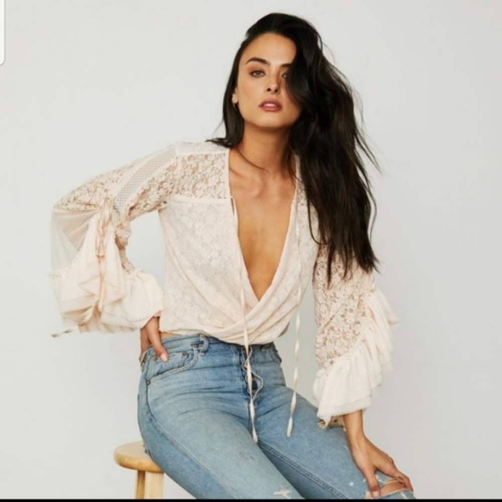 WeAreHAH Kim-on-hoe lace wrap boho top XS orange EUC